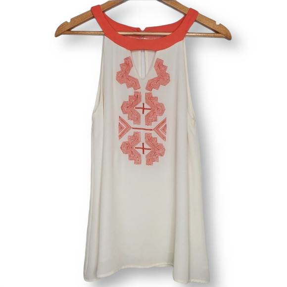 Francesca's High Neck Embroidered Tank Size Small - Picture 1 of 10
